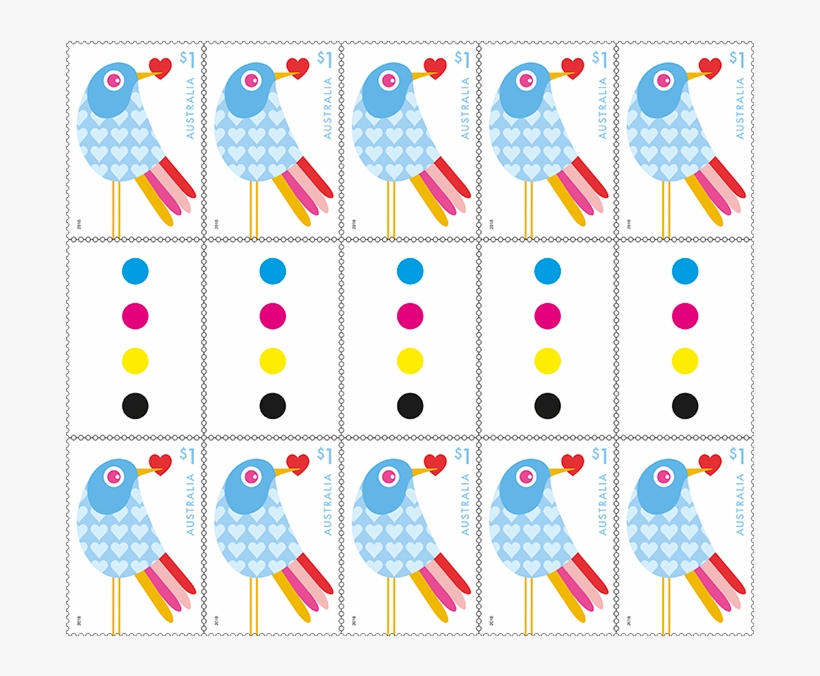 Gutter Strip 10 X $1 With Love, Bird Stamps, transparent png download