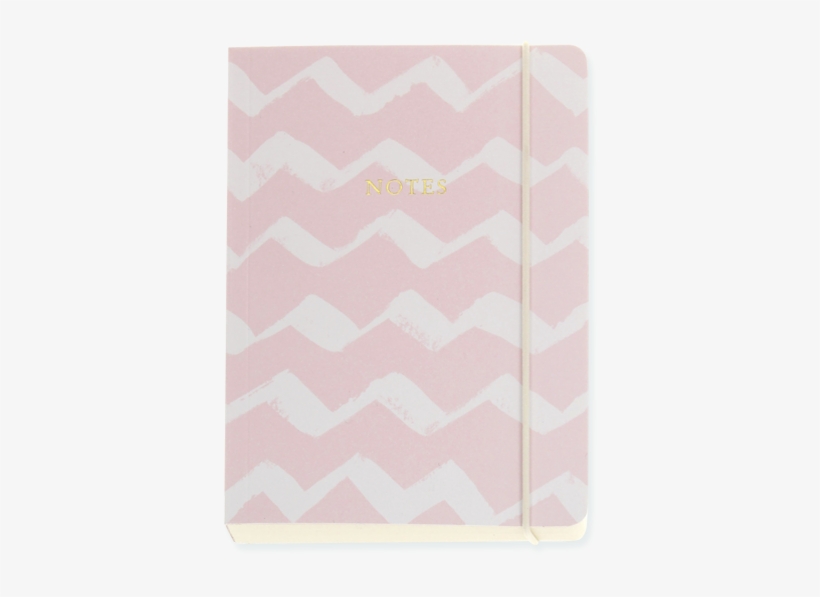 Candy Pink, White Zigzag Chunky Notebook With Elastic, transparent png download