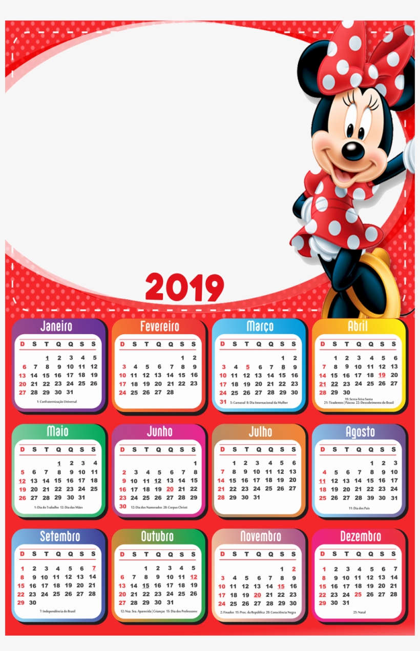 Molduras Calendário 2019 Personagens De Desenho Animado, transparent png download