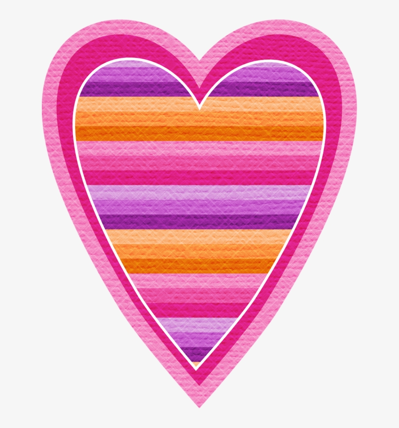 Striped Pink, Orange, Purple ~ Heart, transparent png download