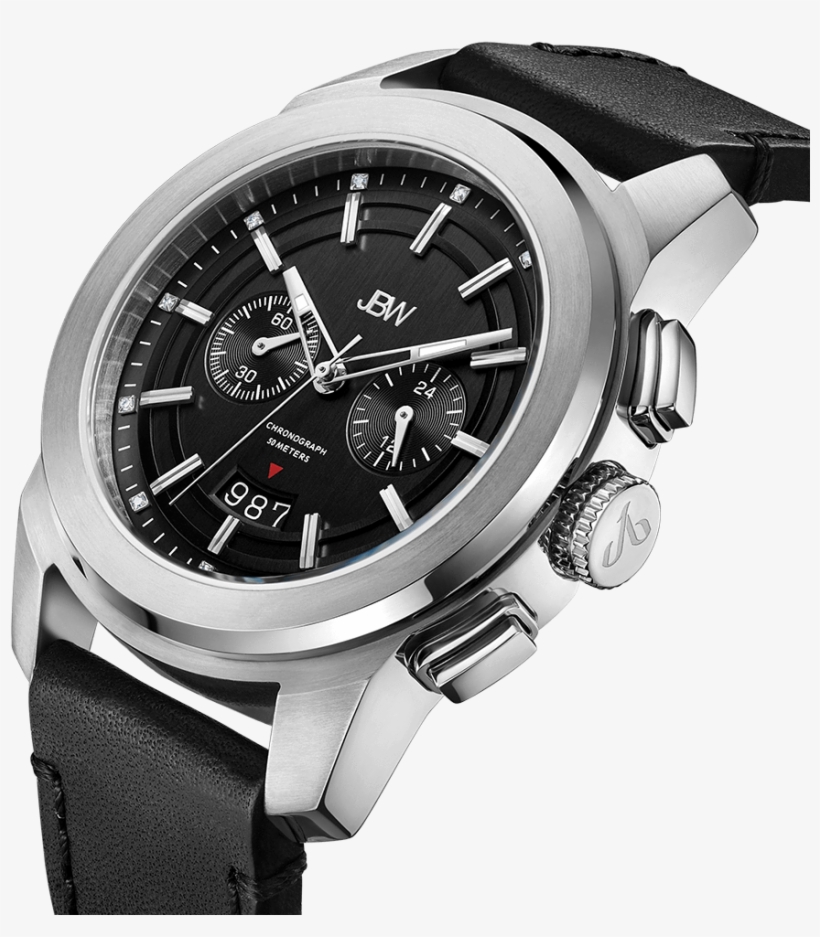 Jbw Mohawk J6352a Stainless Steel Black Leather Diamond, transparent png download