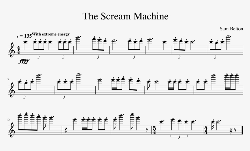 The Scream Machine Sheet Music Composed By Sam Belton, transparent png download