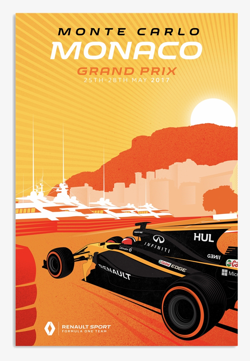 Monte Carlo Grand Prix Renault Car Racing Poster, transparent png download