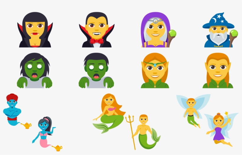 Vampire, Mage, Zombie, Elf, Genie, Merperson, And Fairy, transparent png download