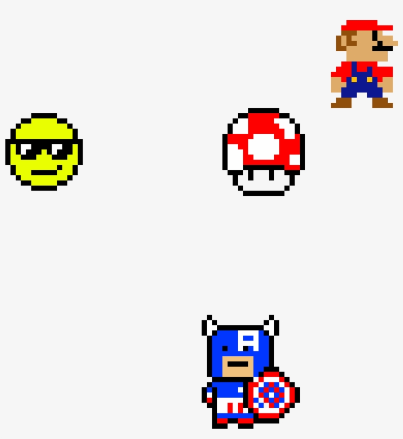Emoji, Mario, Toad, & Cap'n America, transparent png download