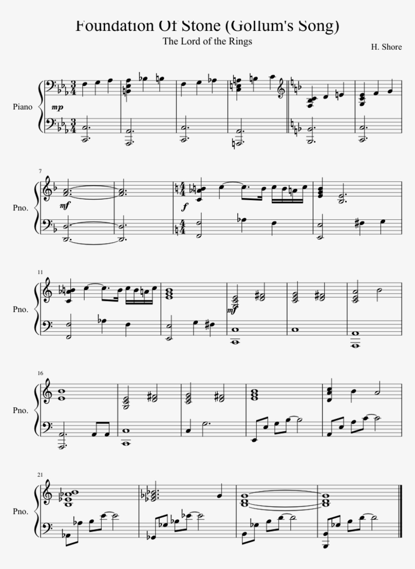 Foundations Of Stone Sheet Music For Piano Download, transparent png download