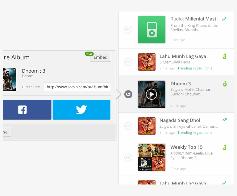 Saavn For Firefox Firefox Feed Music Trending Recommendations, transparent png download