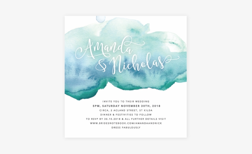 Watercolour Invitation - Watercolour Green Png Transparent, transparent png download