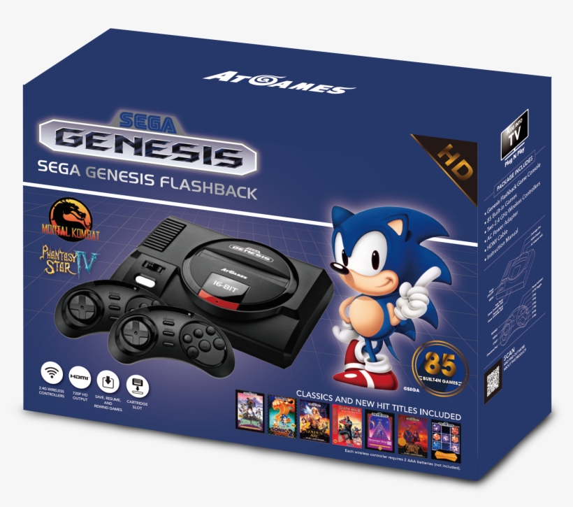 Sega Genesis Flashback, Black, Fb3680 - Atgames Sega Genesis Flashback, transparent png download