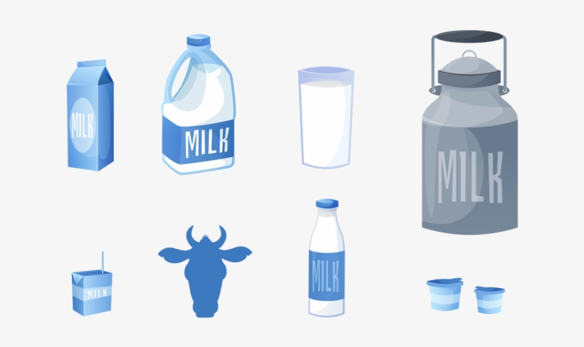 Milk Containers Illustration Set By Dashikka - Milk Illustration Png, transparent png download