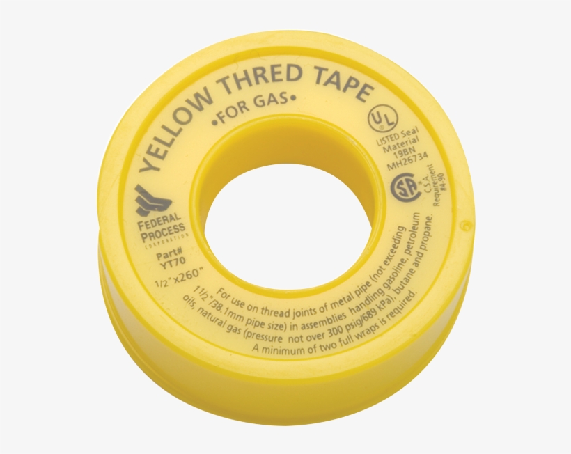 Yellow For Gas - Yellow Zip Ptfe Tape, transparent png download