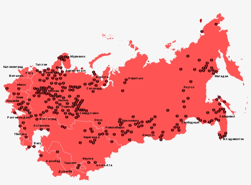 A Map Depicting The Various Gulag Prison Camps - Gulag Map, transparent png download