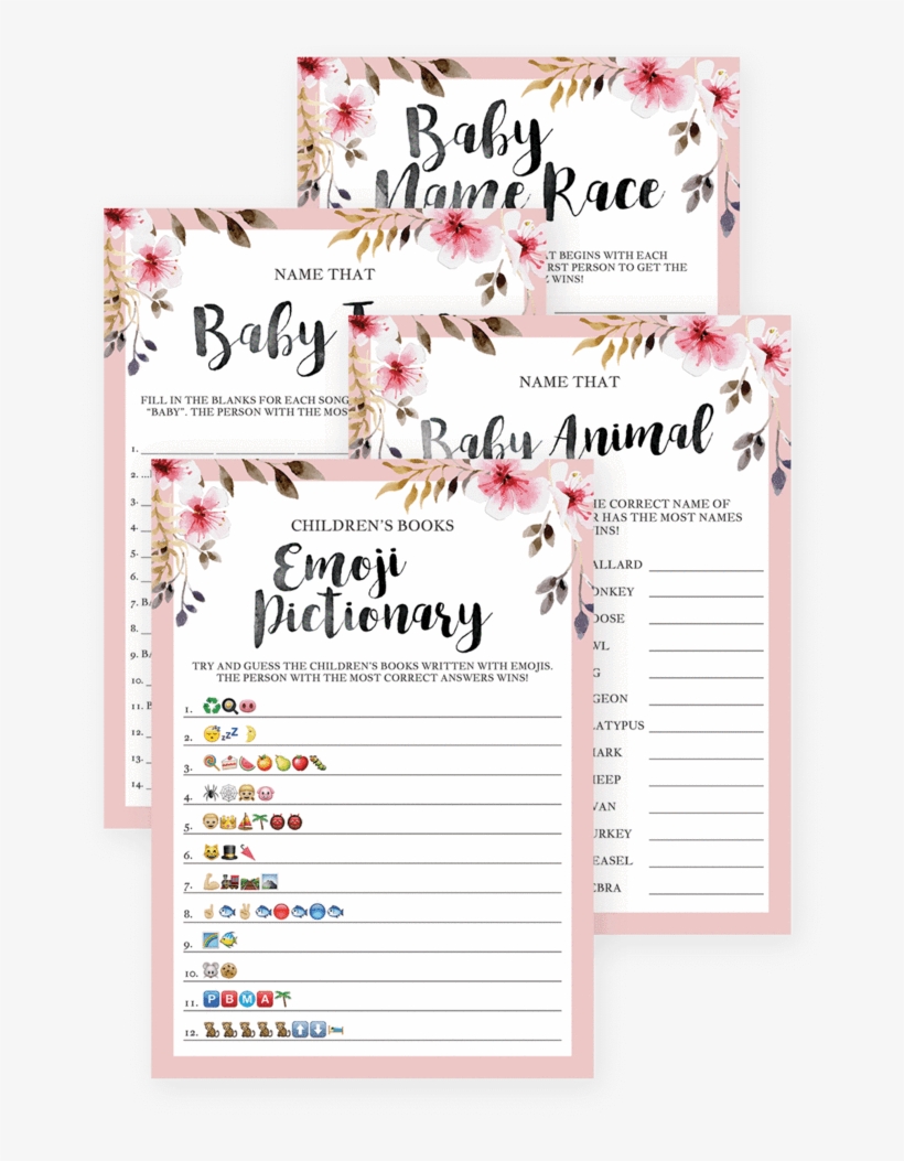 Watercolor Elephant Baby Shower Game Package, Six Printable - Calligraphy, transparent png download