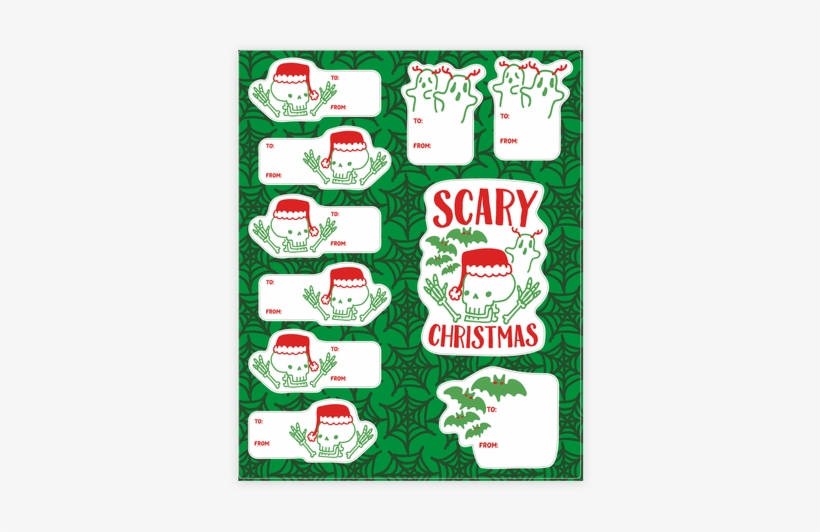 Spooky Scary Christmas Gift Tag Sticker/decal Sheet - Print Scary Christmas Tags, transparent png download