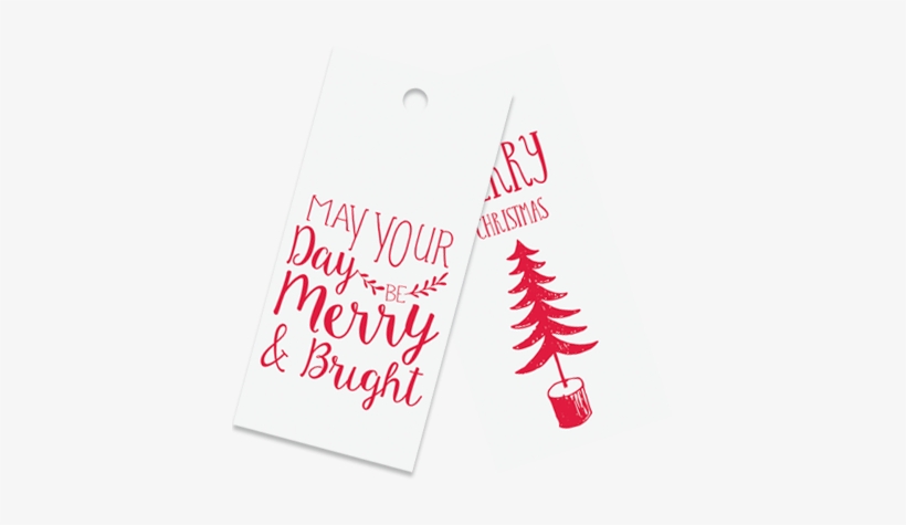 Gift Tag White And Red Merry And Bright Pack Of - Red, transparent png download