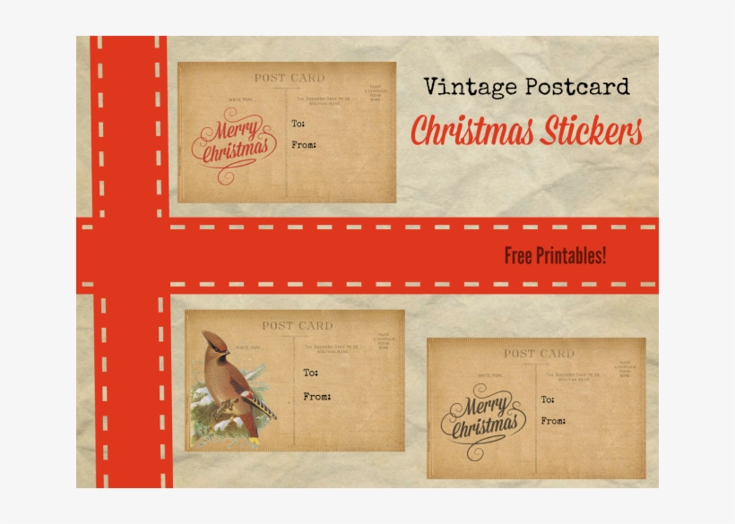 Printable Vintage Christmas Stickers - Christmas Day, transparent png download