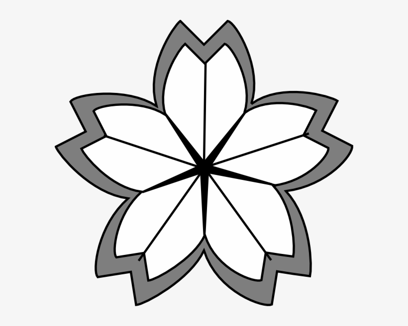 Cherry Blossom Crest 2 Clip Art At Clker - Cherry Blossom Clipart Black And White, transparent png download
