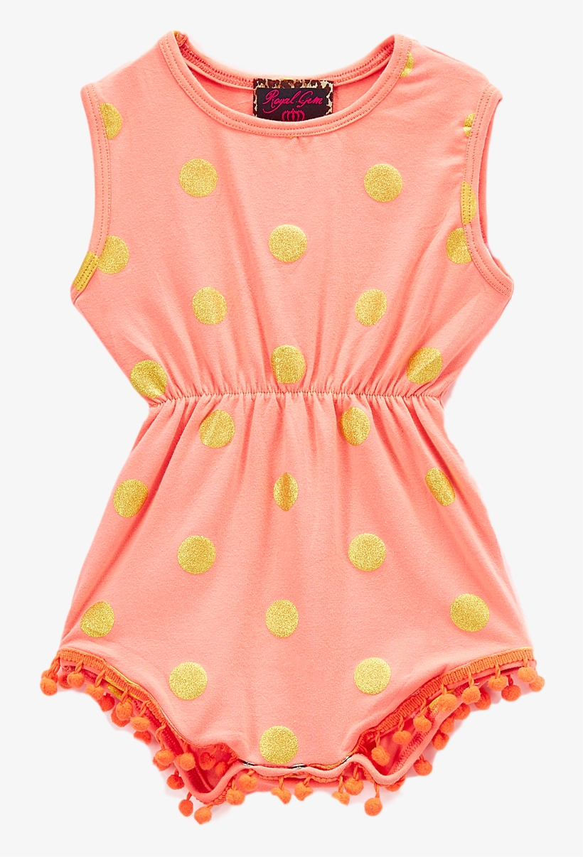 Coral And Gold Dot Pom-pom Romper - Pattern, transparent png download