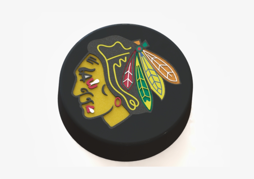 Chicago Blackhawks Logo On Ice Hockey Puck 3d Print - Chicago Blackhawks Logo 3d, transparent png download