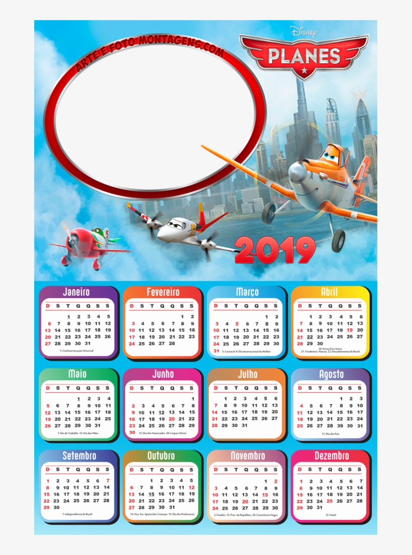 Molduras Calendário 2019 Personagens De Desenho Animado, transparent png download