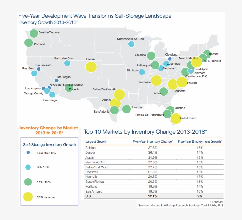 Map Of Self Storage Inventory Growth In The U, transparent png download