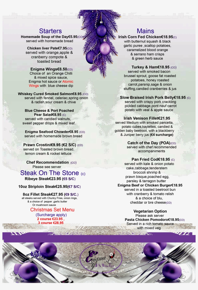 Christmas Menu, transparent png download