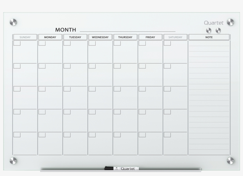 Quartet® Infinity™ Magnetic Glass Calendar Board, transparent png download