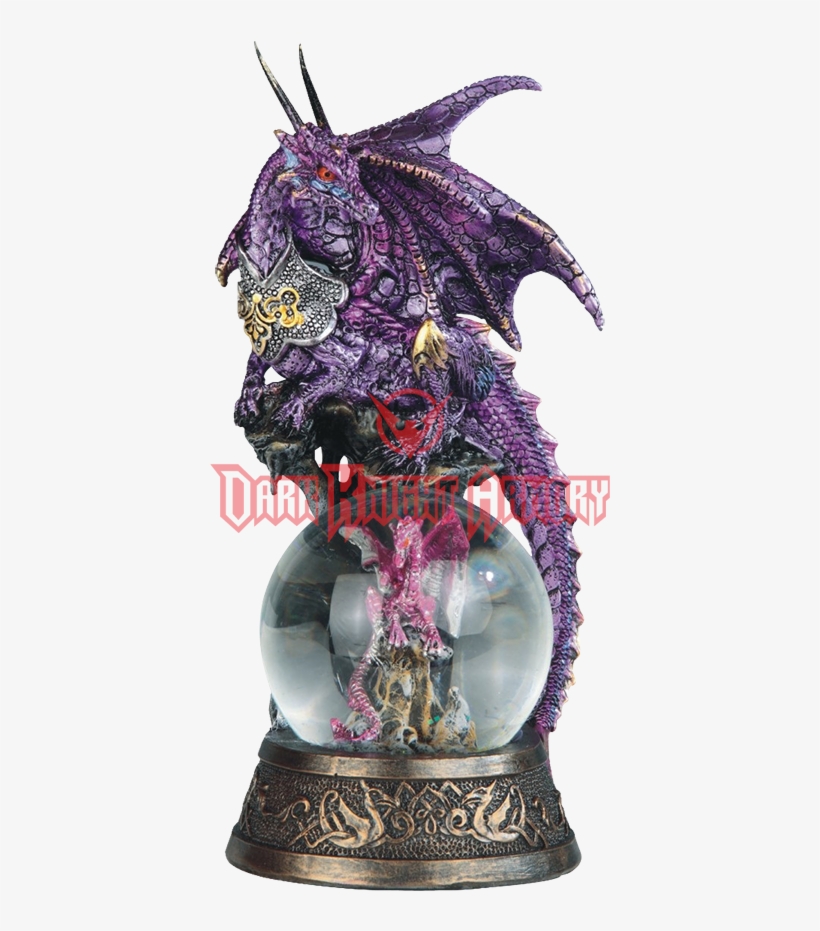 Purple Dragon With Dragon Snow Globe, transparent png download