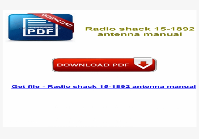 Radio Shack 15 1892 Antenna Manual, transparent png download