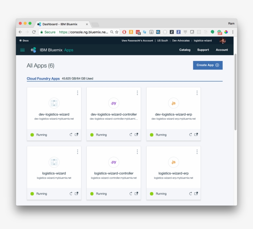 Logistics Wizard Cloud Foundry Applications Screen, transparent png download