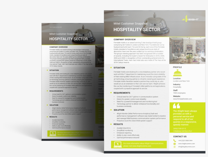 Mitel Customer Snapshot Hospitality Sector4sight Communications2018, transparent png download