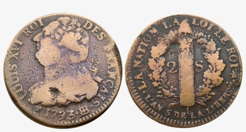 Louis Xvi Æ Double Sol 1793 France Coin, transparent png download