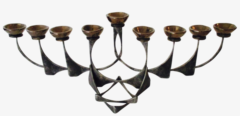 Artisan Modernist Menorah Oil Lamp Chanukah Judaica - Chandelier, transparent png download