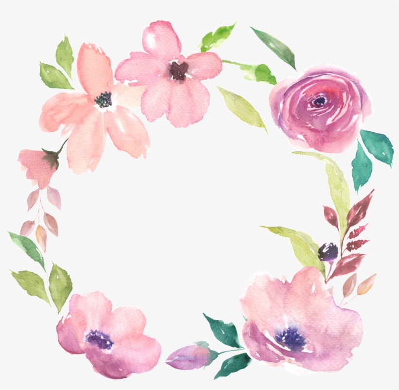 Watercolor Flowers Hand Drawn Wreath Decorative Elements - Watercolor Painting, transparent png download