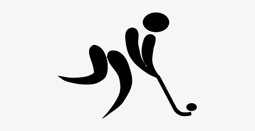 Hockey Player Ice Hockey Stick Puck Silhou - Ice Hockey Stick Figure, transparent png download