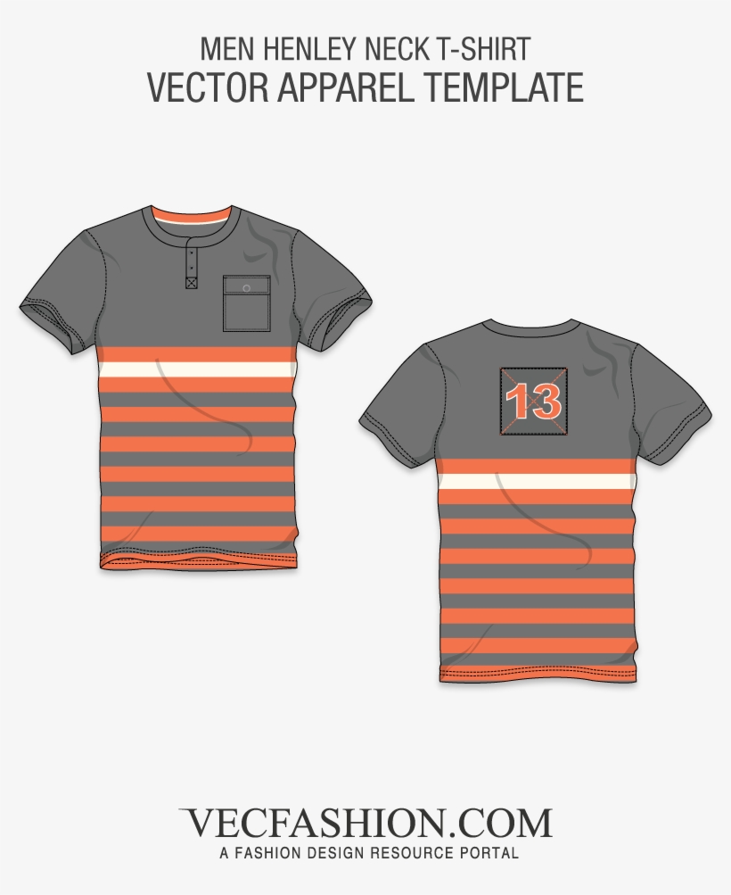 Henley Neck T-shirt Template, transparent png download