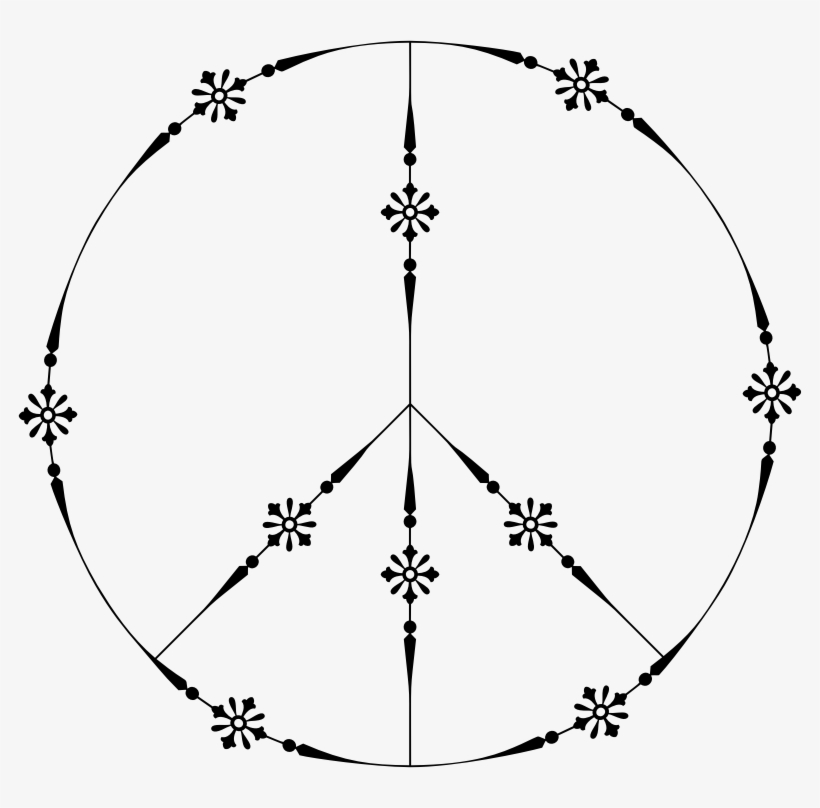 Decorative Floral Peace Sign, transparent png download
