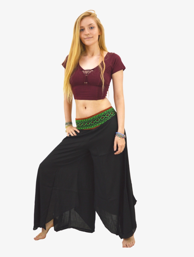 Karma Flared Embroidered Gypsy Pants, transparent png download