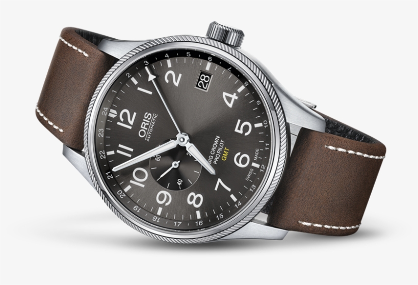 Oris Big Crown Pro Pilot Gmt Black Dial Leather Strap, transparent png download