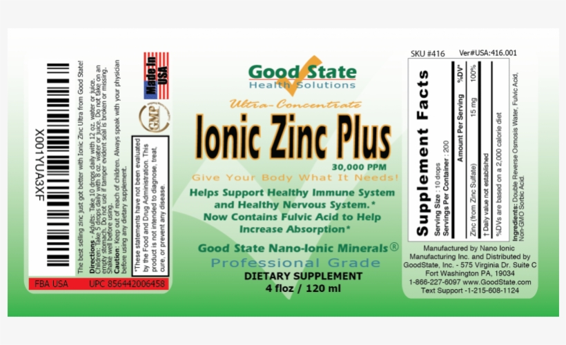 Zinc Concentrate Plus 4 Ounce, transparent png download