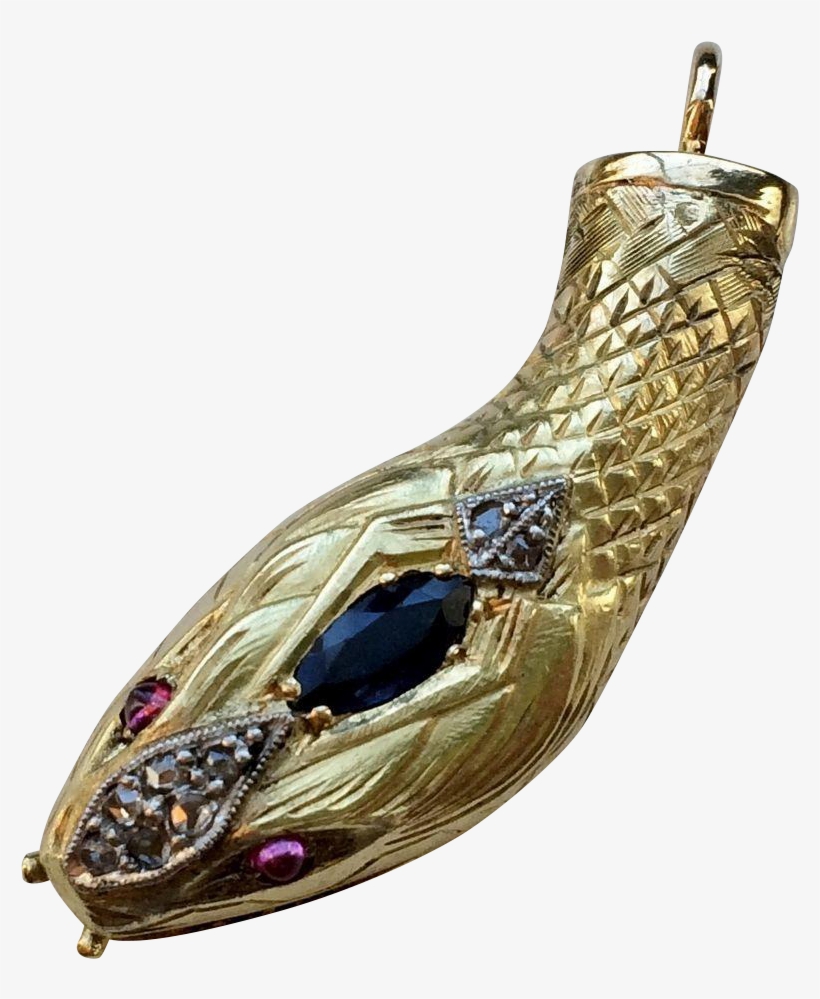 18k Gold Victorian Serpent~snake Head Charm, transparent png download