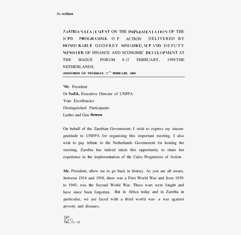 Statement Of Zambia, transparent png download