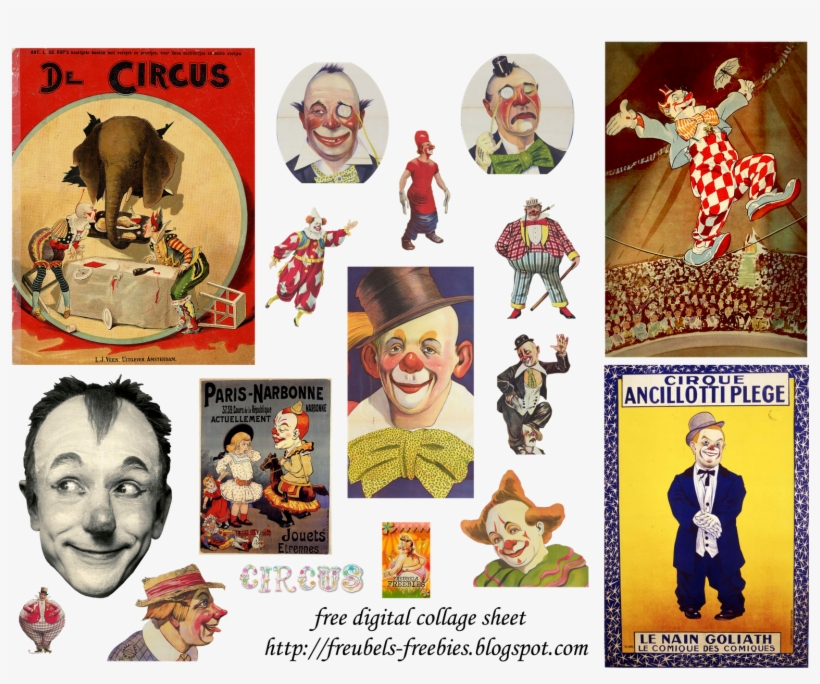 Vintage Clowns Printable Vintage Clown, Vintage Paper, Transparent PNG ...