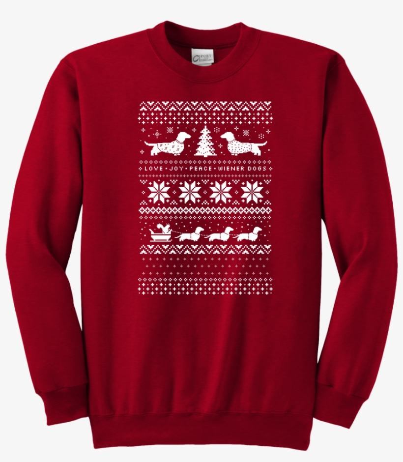 Dachshunds Christmas Sweater Pattern T-shirt, transparent png download
