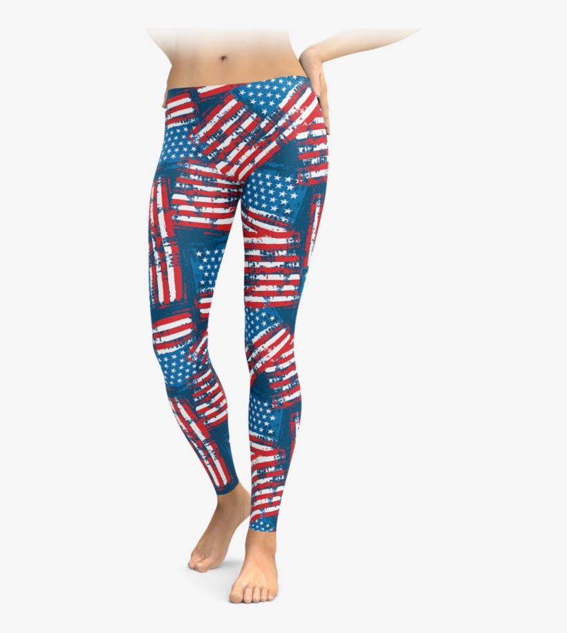 Distressed American Flag Leggings, transparent png download