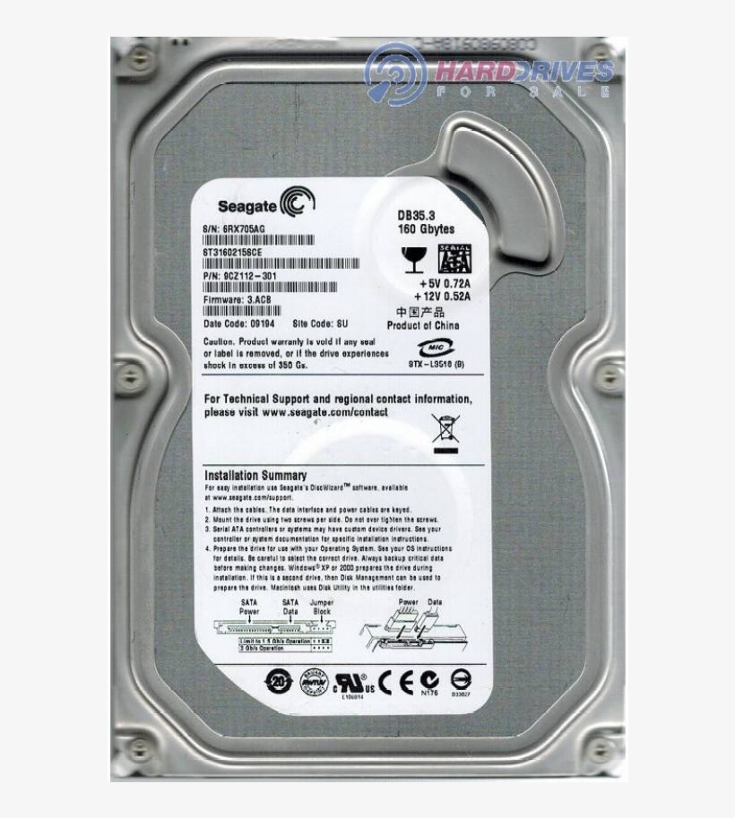 Segate 160gb Sata Hard Drive, transparent png download