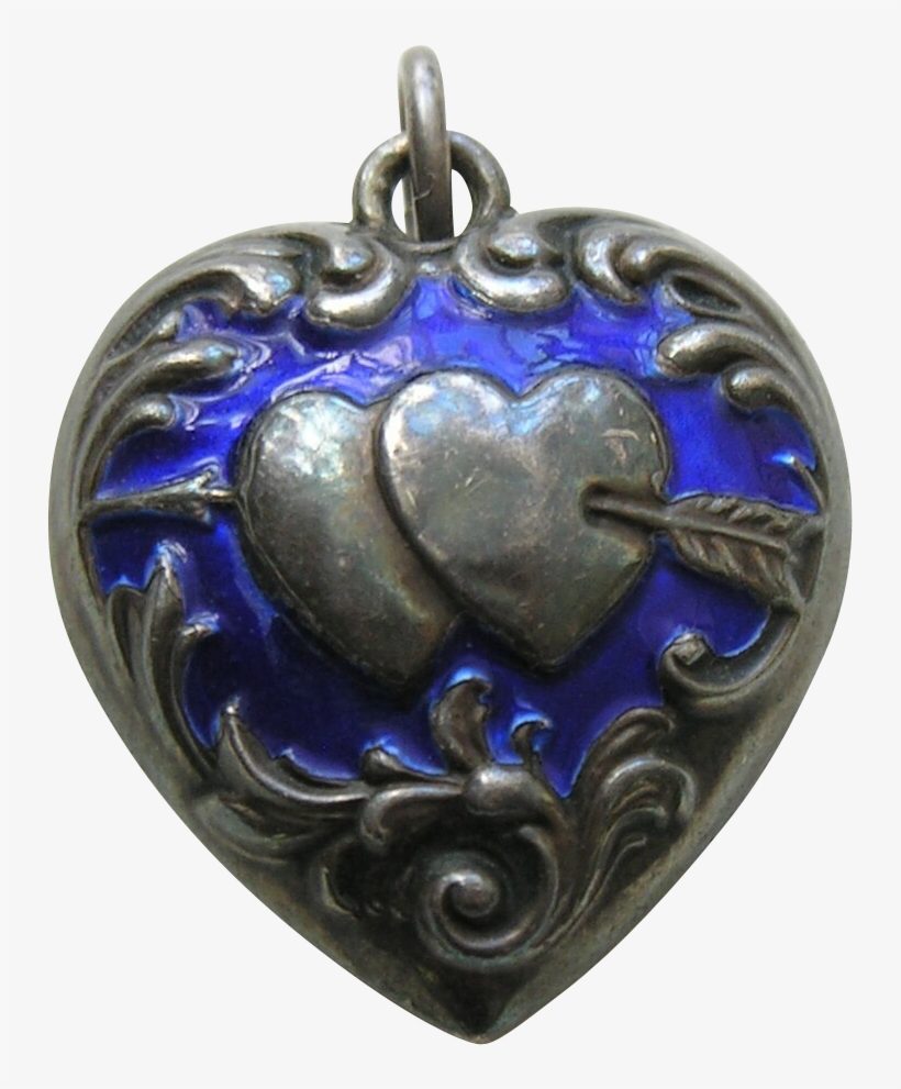 Antique Enameled Double Heart Arrow Puffy Large Double, transparent png download