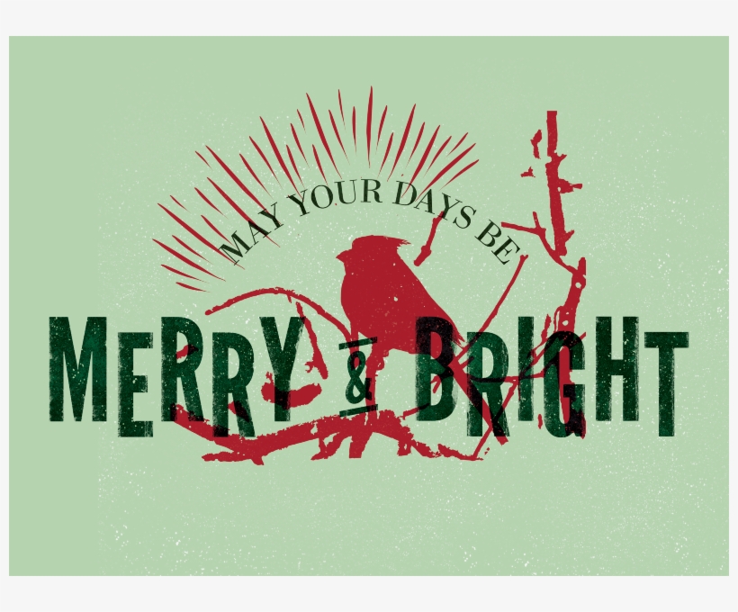 Merry & Bright Holiday Card Bird Graphic Retrosupply, transparent png download