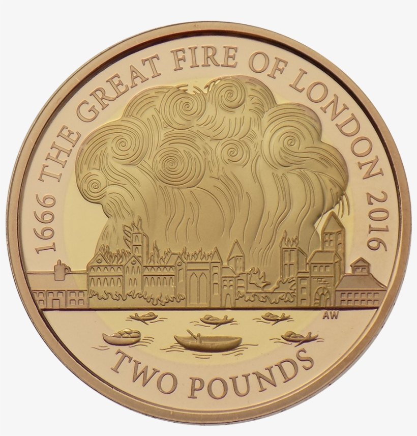 Pre-owned 2016 Uk Great Fire Of London £2 Proof Gold, transparent png download