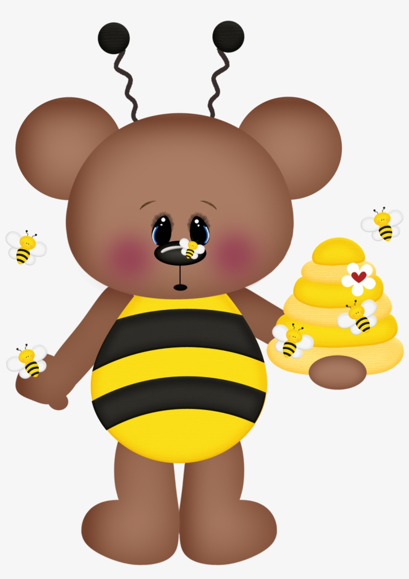 Bee Clipart Bear Png Black And White Library - Bears With A Bee Cartoon, transparent png download